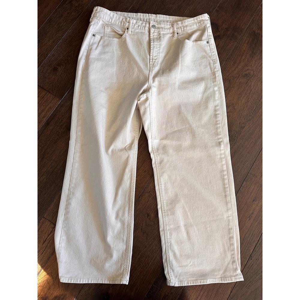 Old Navy Extra High-Rise Wide-Leg Jeans Cream Off-White Size 18 Petite